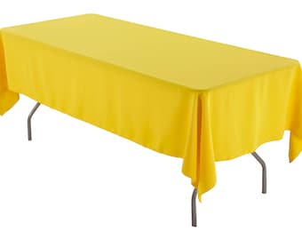 60" x 126" Rectangular Yellow Tablecloth Polyester | Wedding Tablecloth