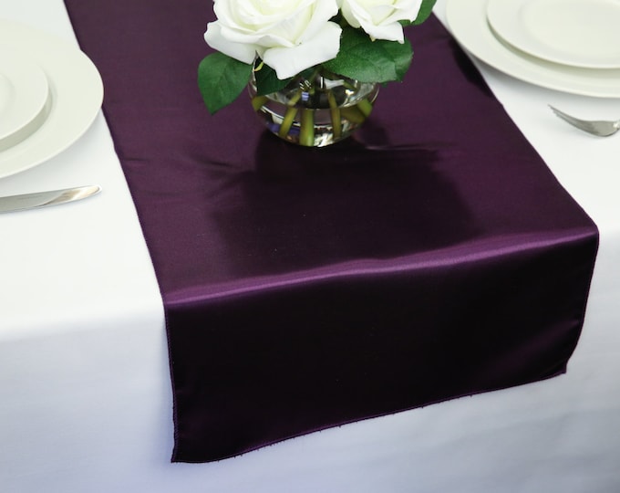 Purple Satin Table Runner Wedding Table Runners Etsy