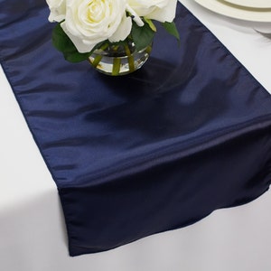 Navy Blue Satin Table Runner | Wedding Table Runners