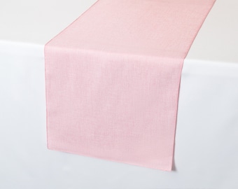 Blush Pink Faux Burlap Table Runner | Vintage Linen Table Runner