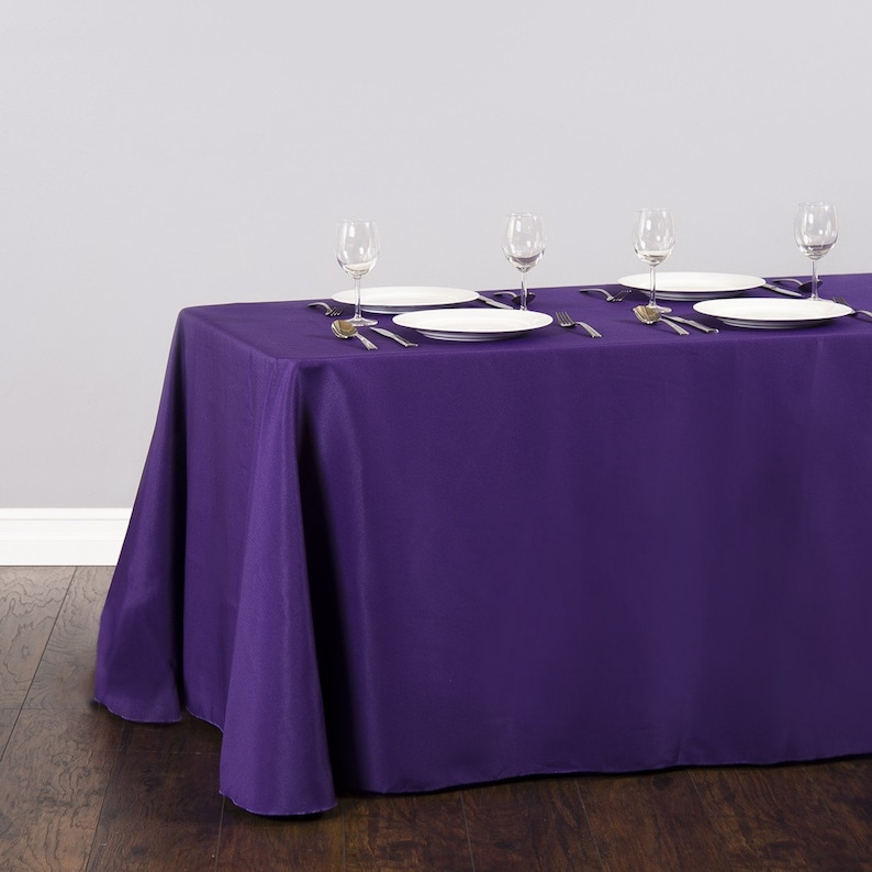 90 X 132 Inch Rectangular Purple Tablecloth Polyester Etsy