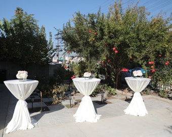 132" Round Ivory Shantung Tablecloth | Wedding Tablecloths | Cocktail Tablecloth