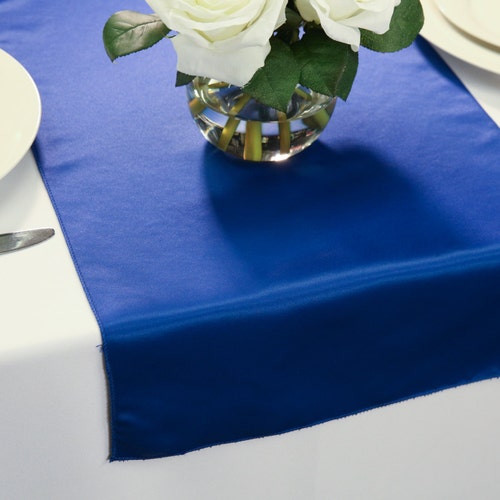 Navy Blue Satin Table Runner Wedding Table Runners Etsy