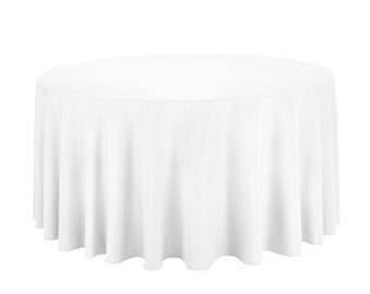 120 Round White Tablecloth Polyester | Wedding Tablecloth