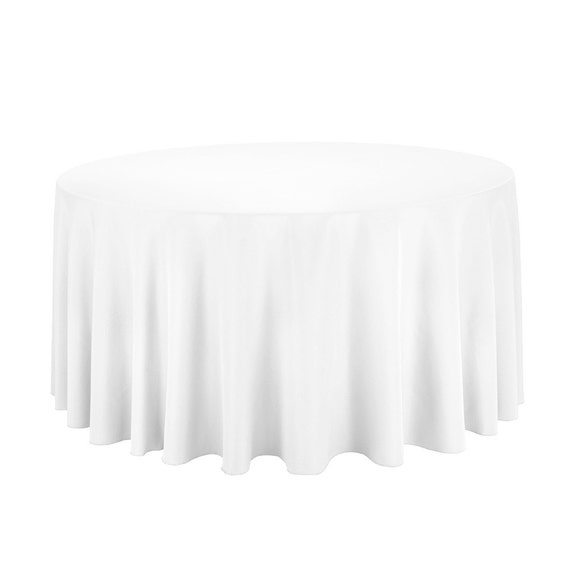 120 Round White Tablecloth Polyester Wedding 120 Round White Tablecloth Polyester, White Tablecloths 120 Round