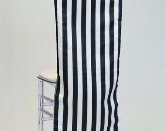 Black and White Striped L'Amour Satin Chiavari Chair Cover