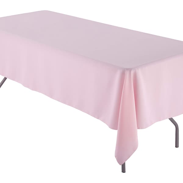 Nappe rectangulaire rose en polyester de 60 po x 84 po | Nappe de mariage