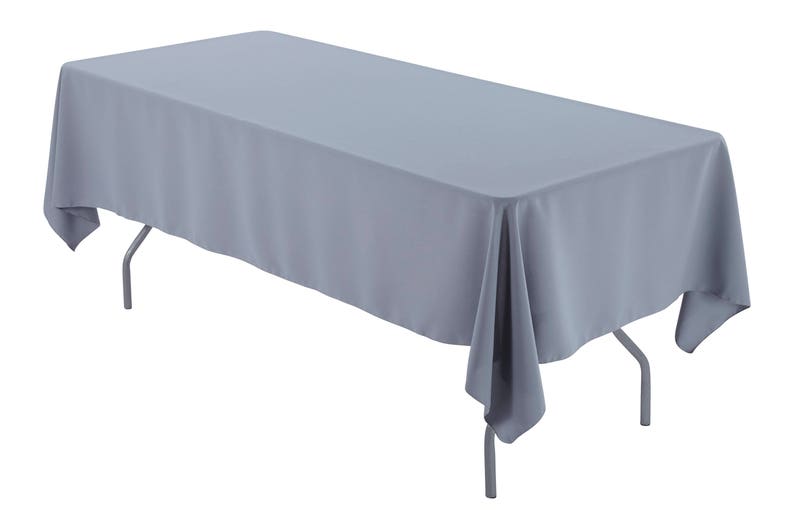 60 X 102 Rectangular Gray Tablecloth Polyester Etsy