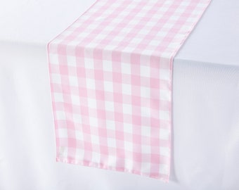 Pink and White Gingham Table Runner | Wedding Table Runners