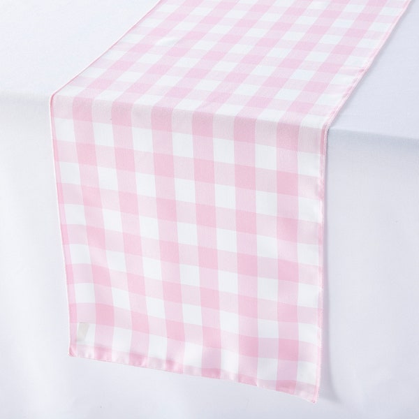 Pink and White Gingham Table Runner | Wedding Table Runners