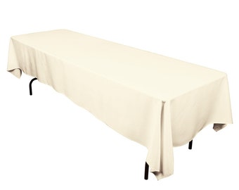 60 x 108 inch Rectangular Ivory Tablecloth Polyester | Wedding Tablecloth