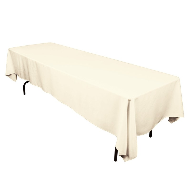 60 x 108 inch Rectangular Ivory Tablecloth Polyester Wedding Tablecloth