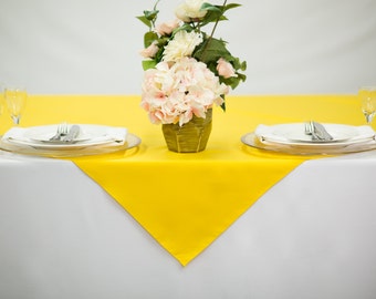 54&quot; Square Yellow Tablecloth Polyester | Wedding Table Overlay