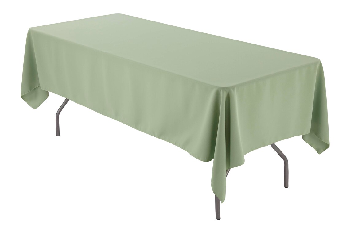 60 X 102 Rectangular Sage Tablecloth Polyester Etsy