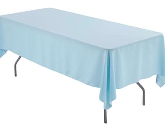 60" x 102" Baby Blue Rectangular Tablecloth Polyester | Wedding Tablecloth