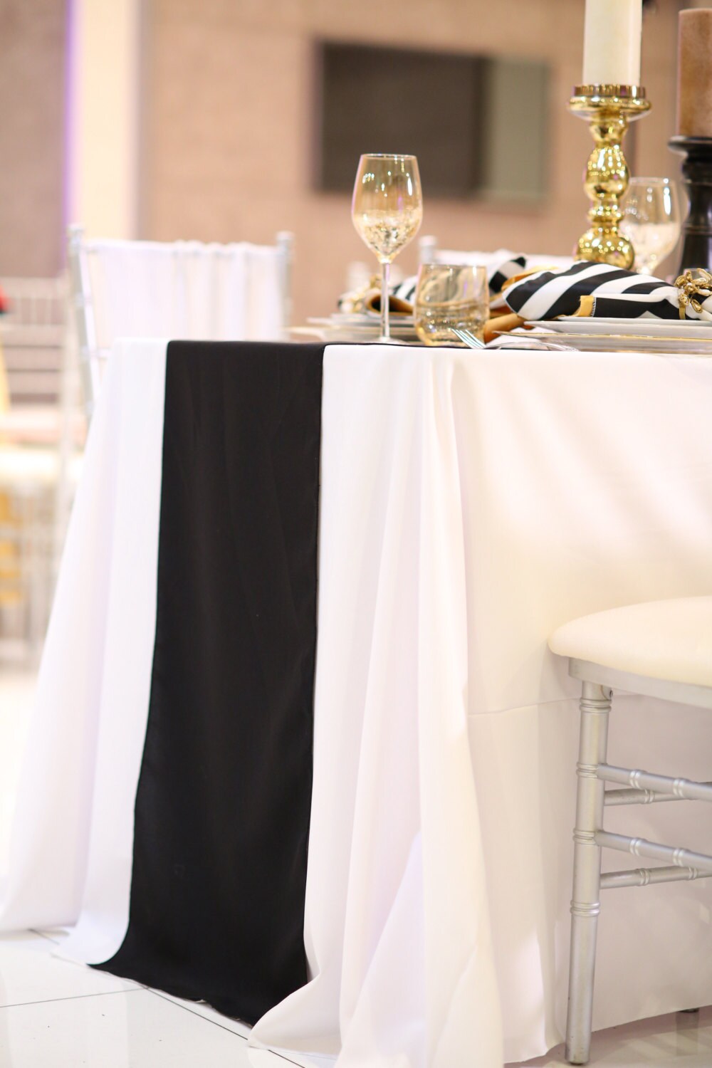 Black Table Runner Polyester Wedding Table Runners Etsy