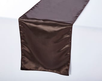 Chocolate Brown Satin Table Runner | Wedding Table Runners