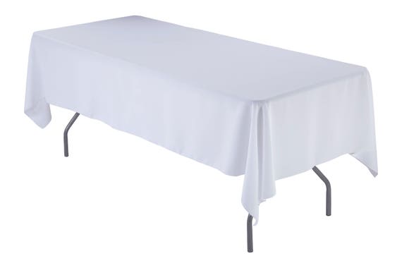  Mantel blanco rectangular de poliéster de 60 x 102 pulgadas  LinenTableCloth : Hogar y Cocina