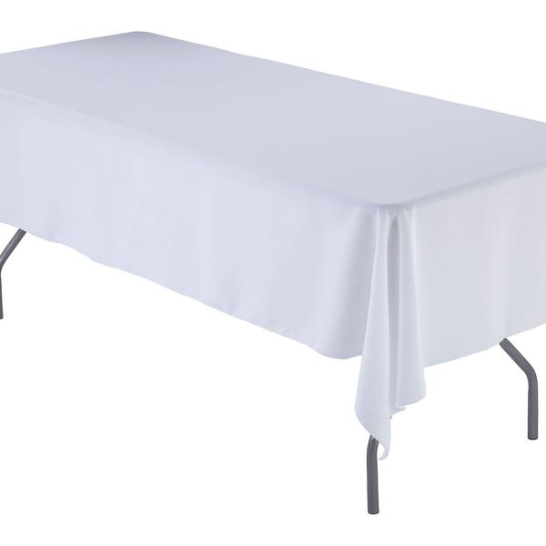 60" x 108" Rectangular White Tablecloth Polyester