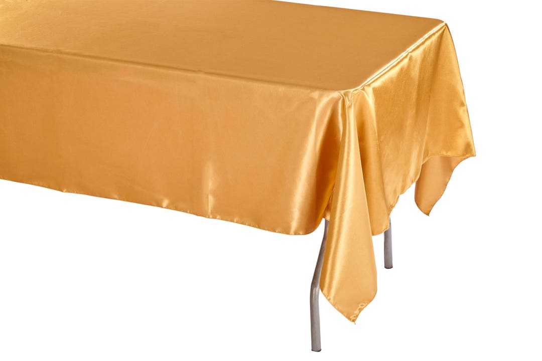 60 X 126 Inch Rectangle Gold Tablecloth Satin Wedding Tablecloth Etsy