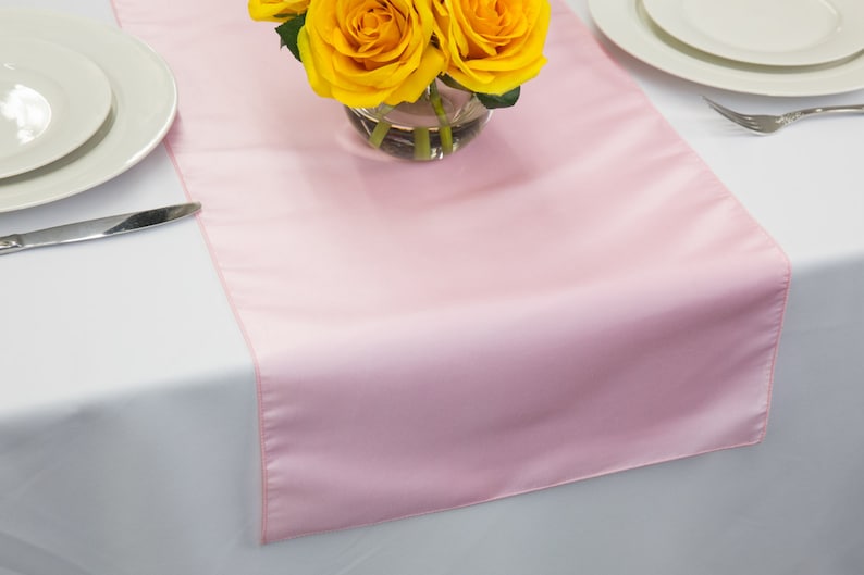 Pink Taffeta Table Runner Wedding Table Runners Etsy