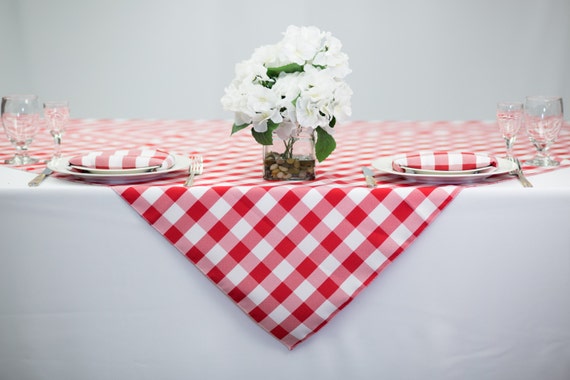 Tovaglia quadrata in poliestere a quadretti rossi e bianchi da  60/Rivestimento per tavolo nuziale -  Italia