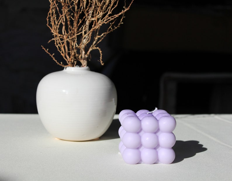Bubble Cube Candle | Hand Poured Soy Wax Candle | Home Decor Candle | All-Natural Home-made Candle Lavender