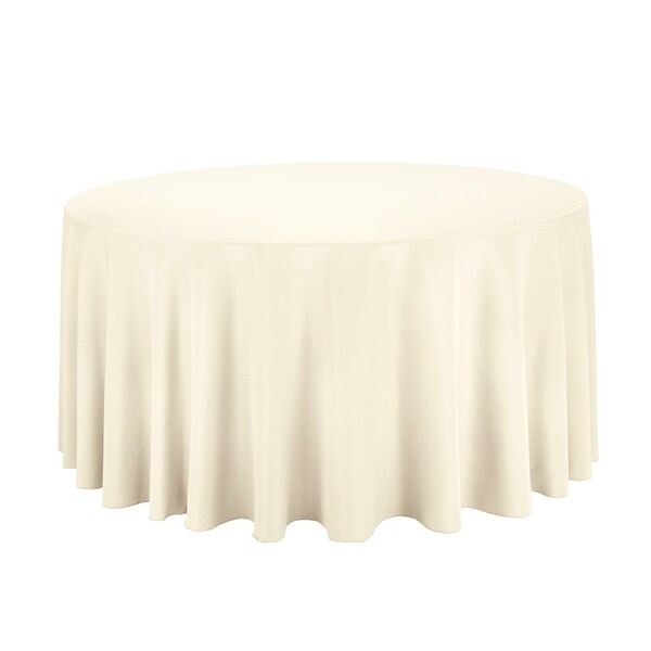 120" Polyester Ivory Round Tablecloth