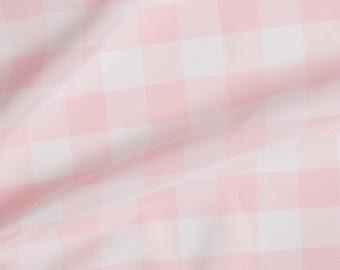 Pink and White Gingham Check Polyester Fabric | Fabric By The Yard 58"/60"