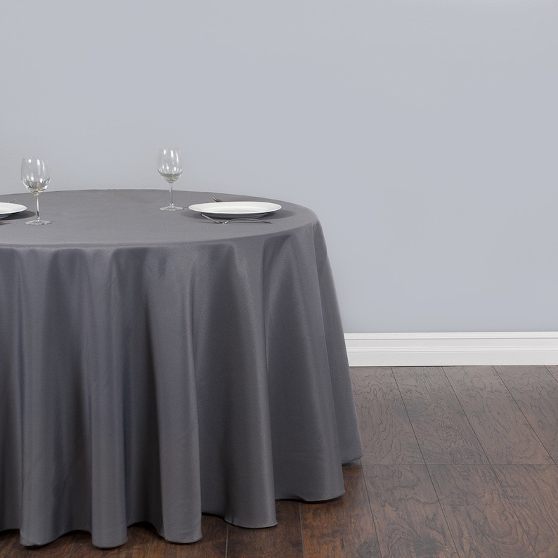 120 inch Round Charcoal Gray Tablecloth Polyester Wedding Etsy