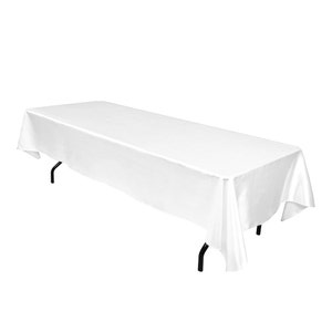 60&quot; x 126&quot; Rectangular White Tablecloth Satin | Wedding Tablecloth
