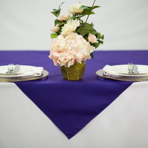 54 inch Square Purple Tablecloth Polyester | Wedding Table Overlay