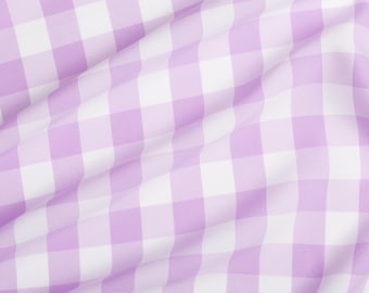 Lilac and White Gingham Check Polyester Fabric | Fabric By The Yard 58"/60"