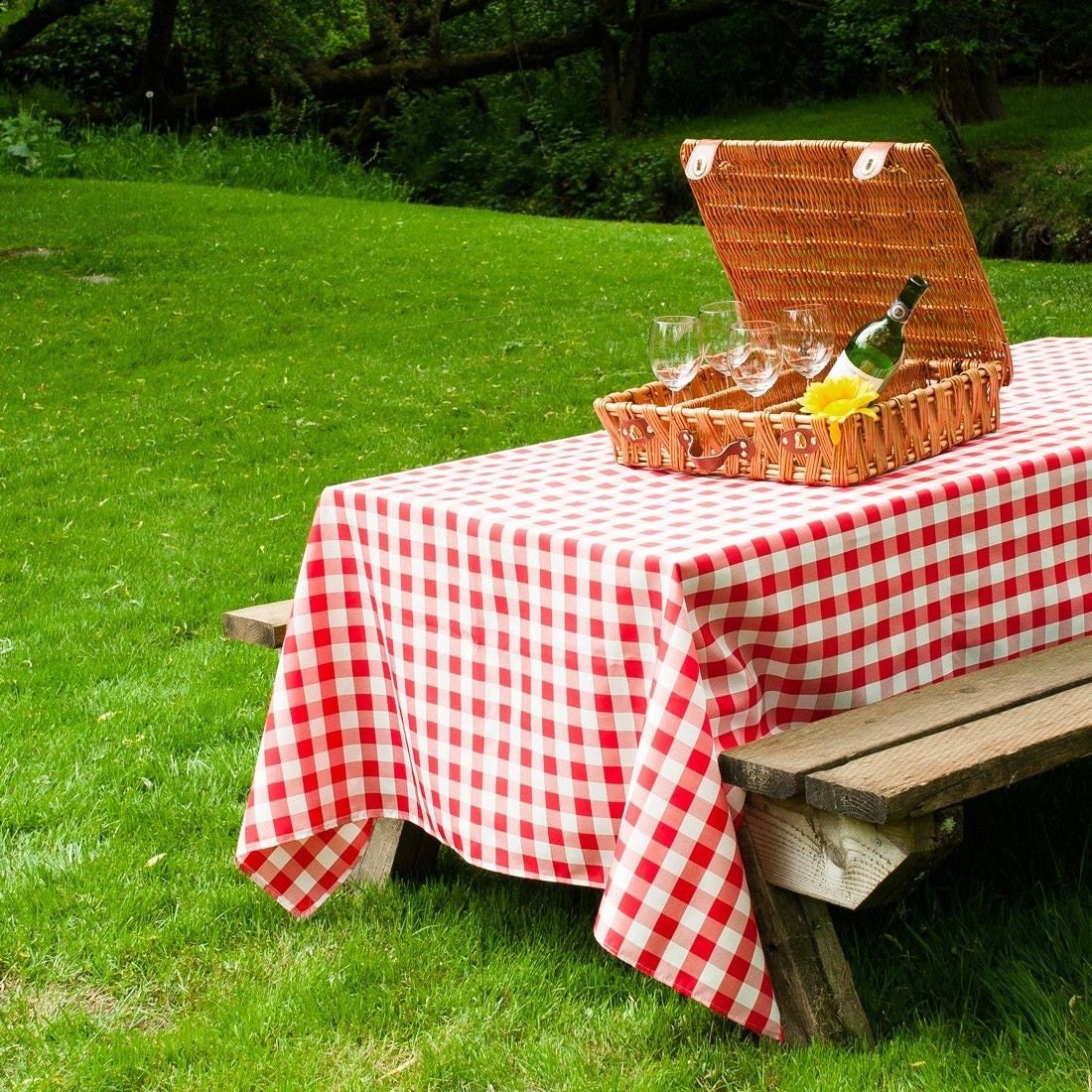 mesa rectangular roja niño jardín