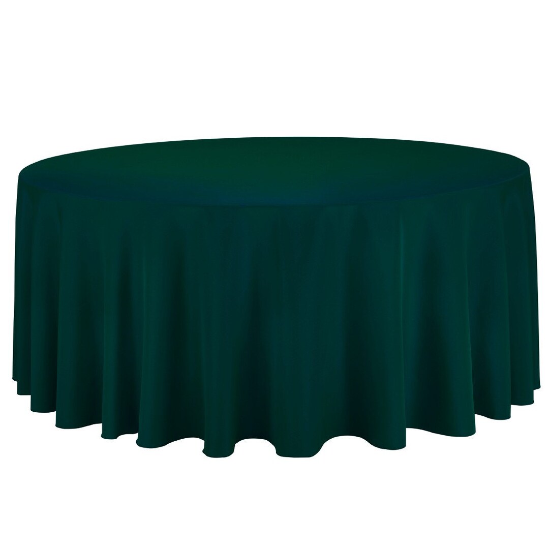 132 Inch Round Satin Tablecloth Hunter Green Wedding Tablecloth - Etsy