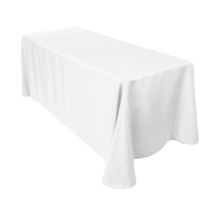 108" x 156" Rectangular White Tablecloth Polyester | Wedding Tablecloth | 8' King Table Drape | MORE COLORS