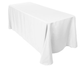 90 x 132 inch Rectangular White Tablecloth Polyester | Wedding Tablecloth