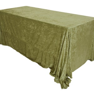 90&quot; x 156&quot; Rectangular Sage Velvet Tablecloth | Wedding Tablecloths