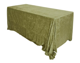 90" x 132" Rectangular Sage Velvet Tablecloth | Wedding Tablecloths
