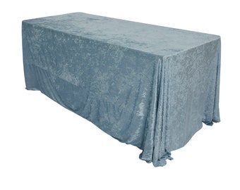90" x 132" Rectangular Baby Blue Velvet Tablecloth | Wedding Tablecloths