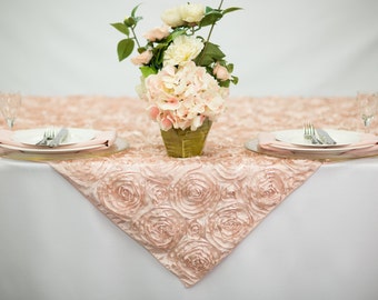 52 inch Blush Rosette Table Overlay | Wedding Tablecloths