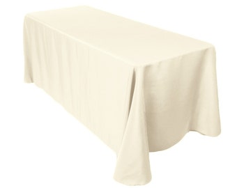 108" x 156" Rectangular Ivory Tablecloth Polyester | Wedding Tablecloth | 8' King Table Drape