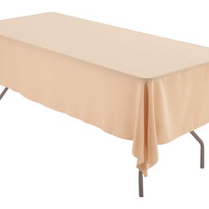 60" x 126" Rectangular Tablecloth Champagne Polyester | Wedding Tablecloth