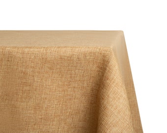 108" x 156" Rectangular Tablecloth Wheat Vintage Linen | Faux Burlap Tablecloth