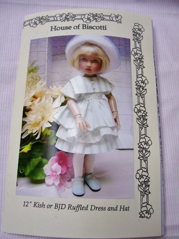 12/" Kish or BJD Doll Pattern for Ruffled Dress Hat