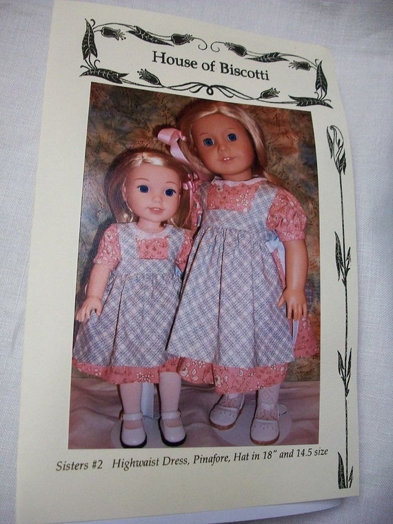 Sisters #2 PATTERN for 18/" and 14.5/" Wellie Wishers Sailor Dresses Pinafores