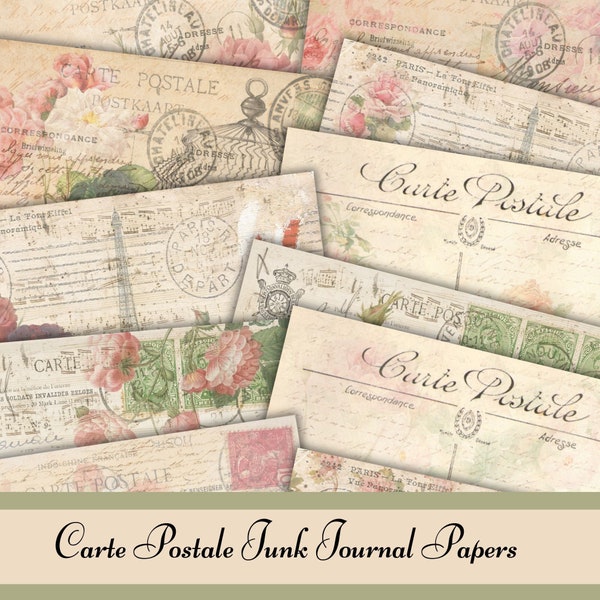 Carte Postale Junk Journal Printable supplies paper