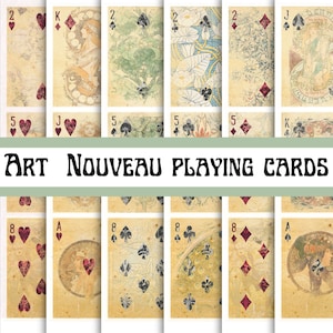 Art Nouveau-speelkaarten Afdrukbare speelkaarten