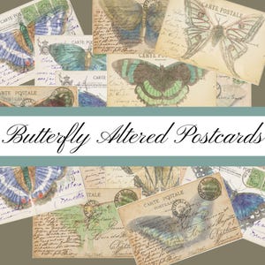 Papillon Cartes postales modifiées Junk Journal Ephemera