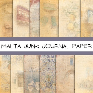 Malta Junk Journal Papierpackung, digitales Papierpackung,